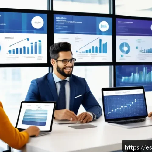Home 17 경쟁 분석 프레임워크를 활용한 리더십 개발 - A dynamic modern office scene showing a diverse team of Hispanic professionals collaborating around ...